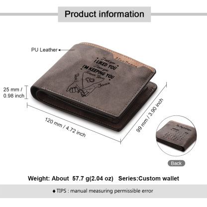 Cartera calendario de piel sintética personalizada para hombre para parejas