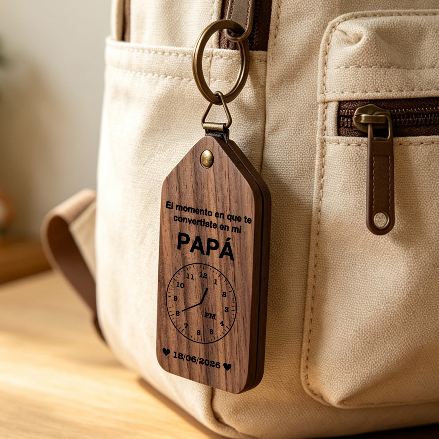Llavero de madera personalizado con foto para papá/abuelo