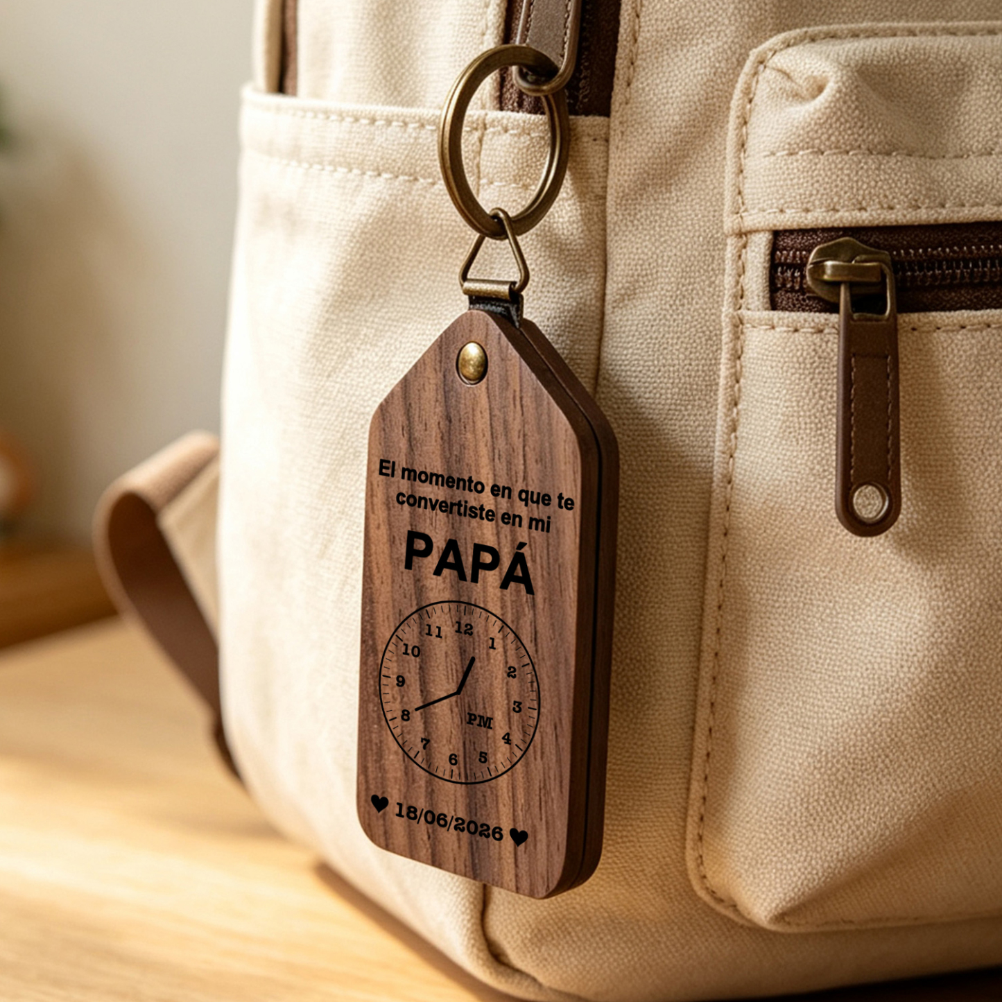 Llavero de madera personalizado con foto para papá/abuelo