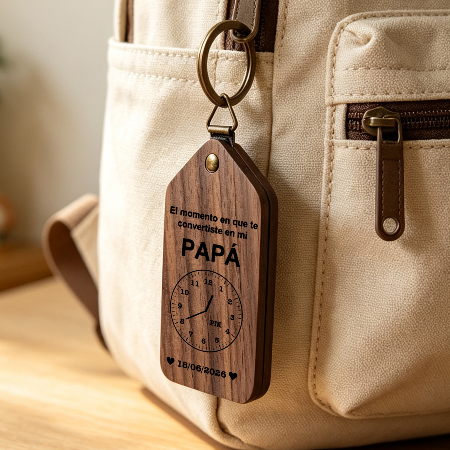 Llavero de madera personalizado con foto para papá/abuelo