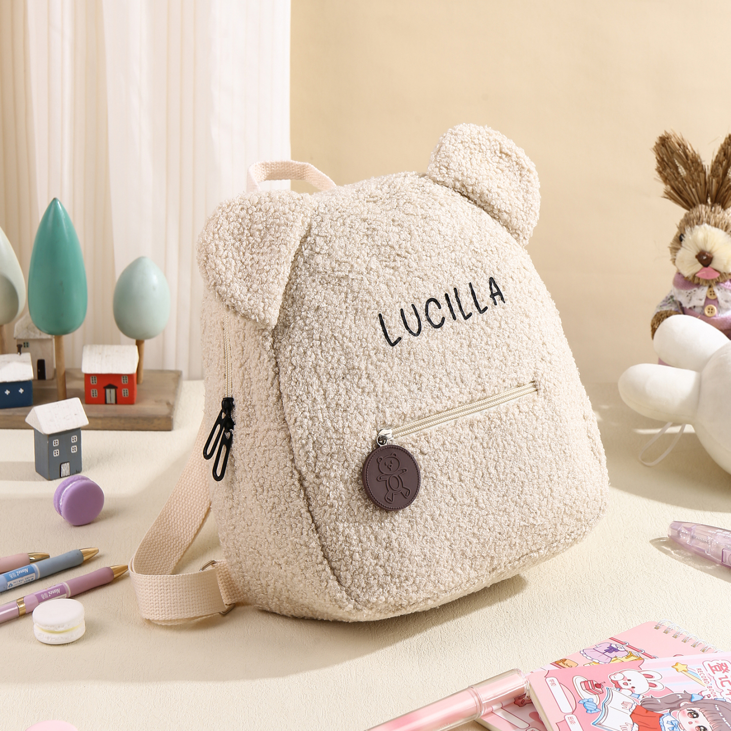 Mochilas escolares "oso" para los niños con nombre personalizado