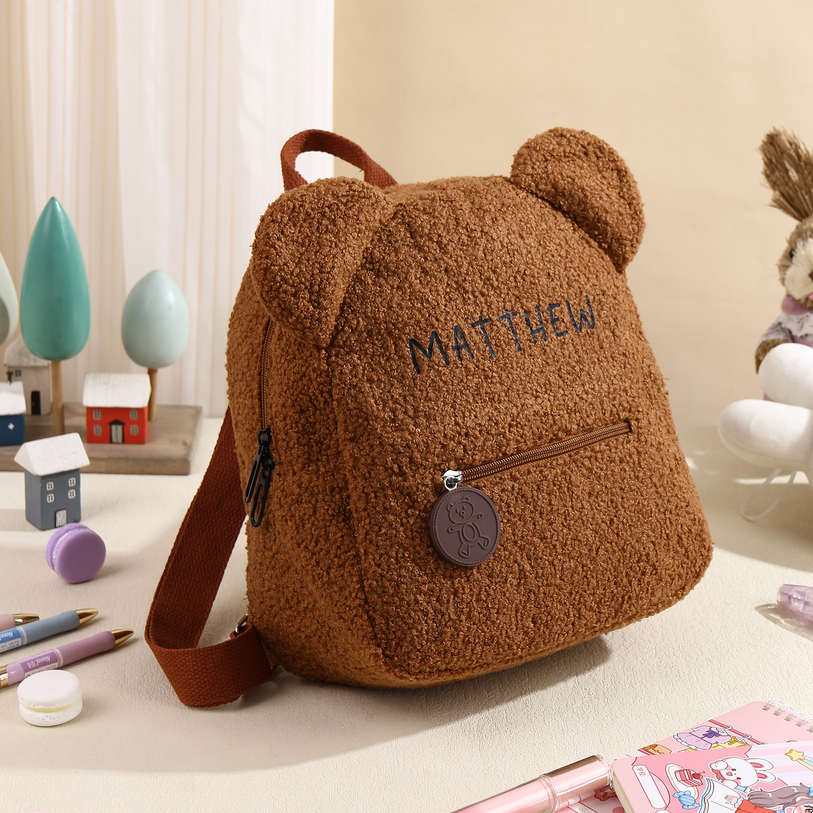 Mochilas escolares "oso" para los niños con nombre personalizado