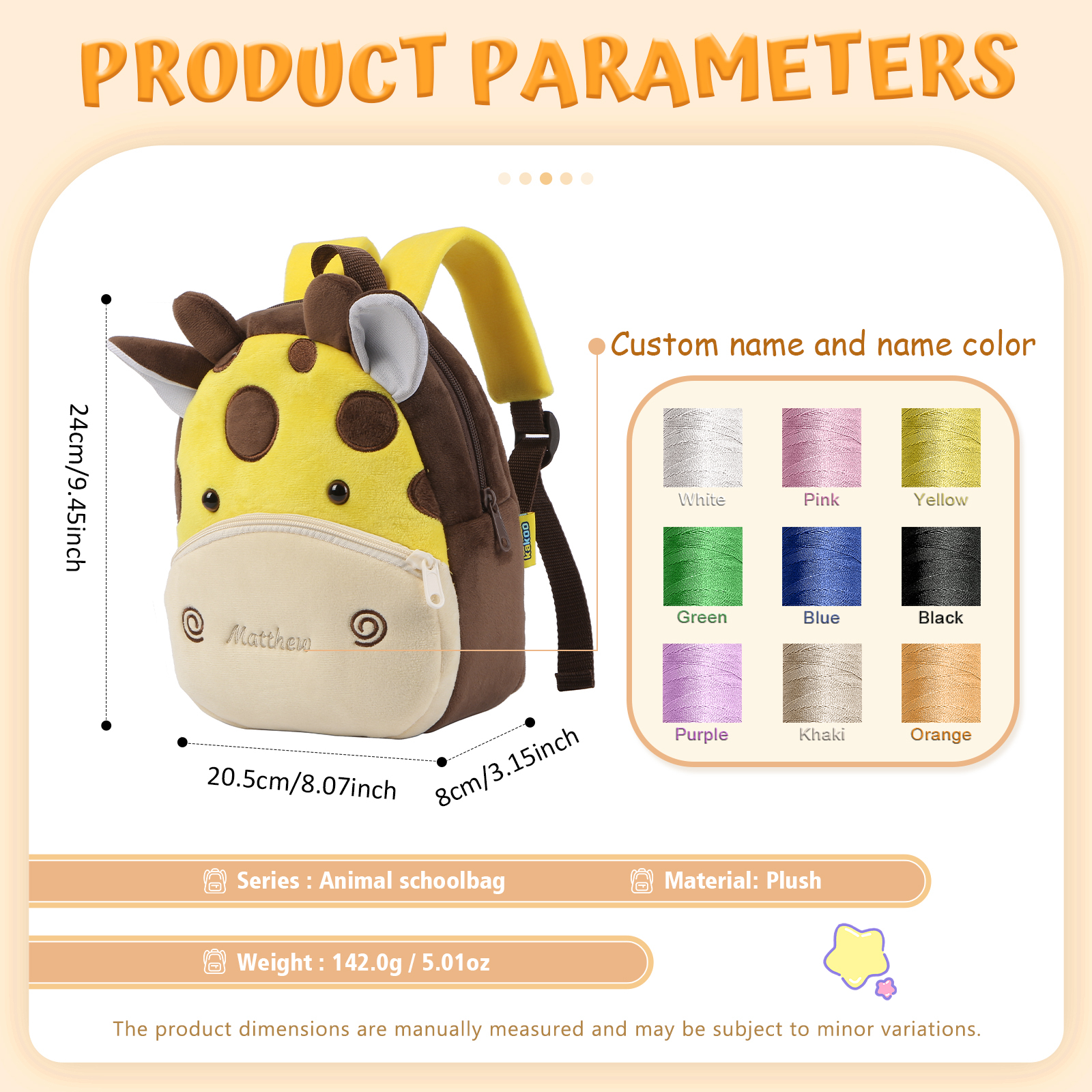 Mochilas escolares para los niños con animal 1 nombre bordado personalizado | Jessemade