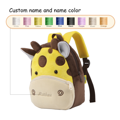 Mochilas escolares para los niños con animal 1 nombre bordado personalizado | Jessemade