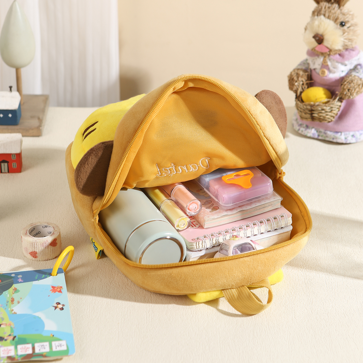 Mochilas escolares para los niños con animal 1 nombre bordado personalizado | Jessemade