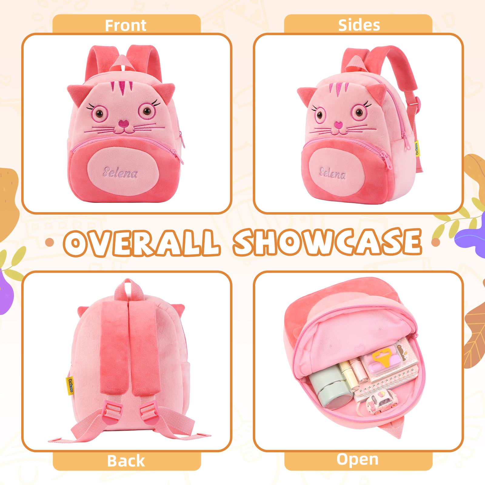 Mochilas escolares para los niños con animal 1 nombre bordado personalizado | Jessemade