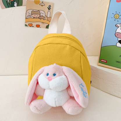 Mochilas escolares para los niños con un peluche de conejito 1 nombre bordado personalizado | Jessemade