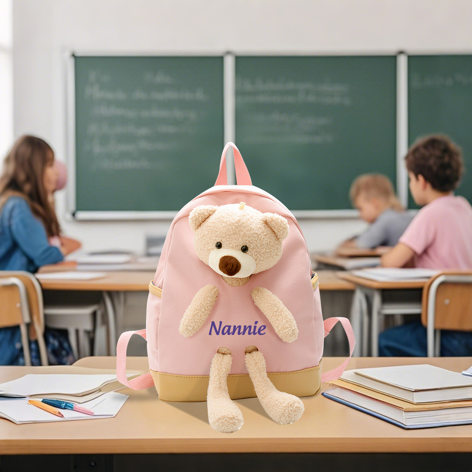 Bolsa mochila infantil con osito y nombre personalizado - Ideal para alumno en la vuelta a la escuela