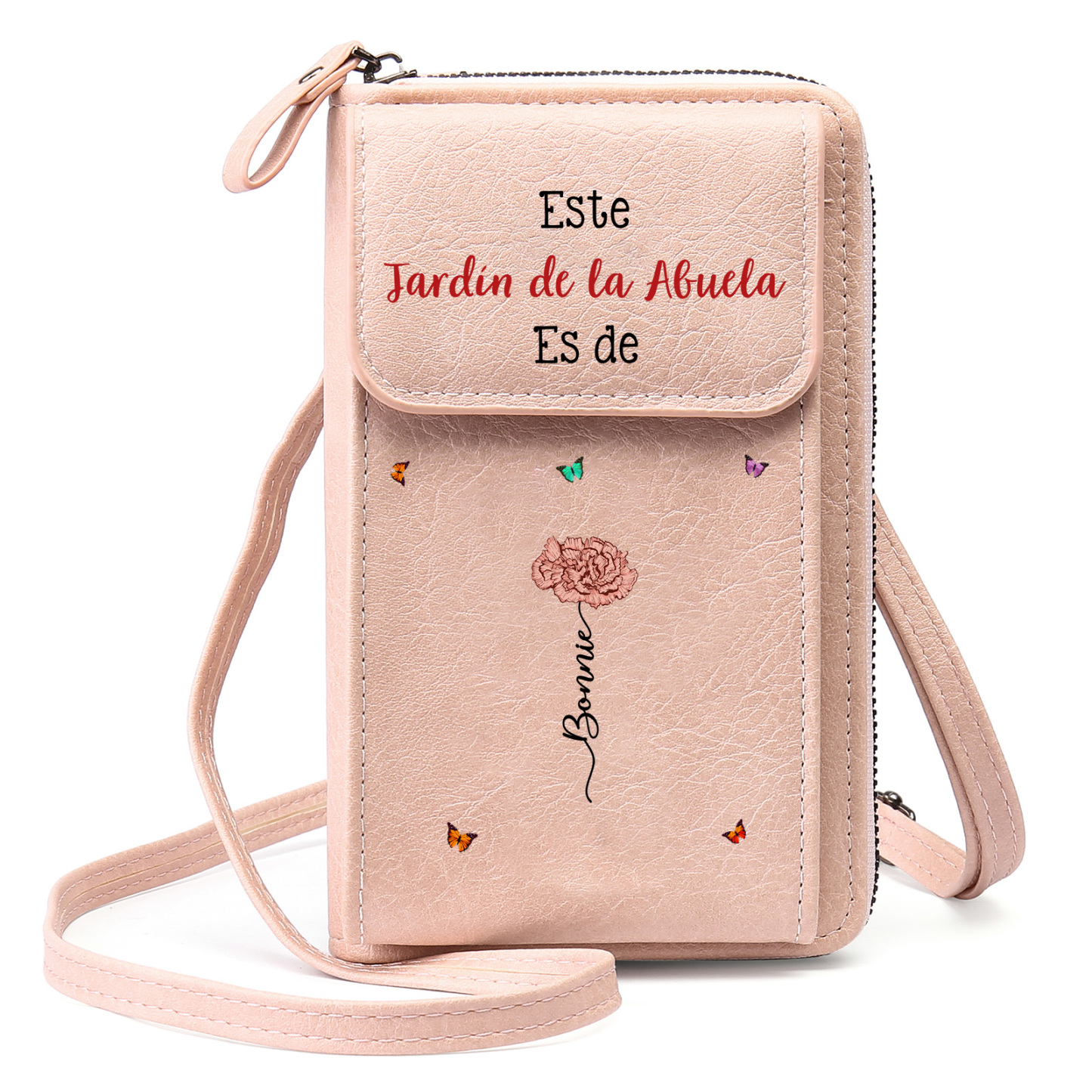 Bolso bandolera personalizado para móvil con nombre, regalo práctico para abuela y mamá | Jessemade