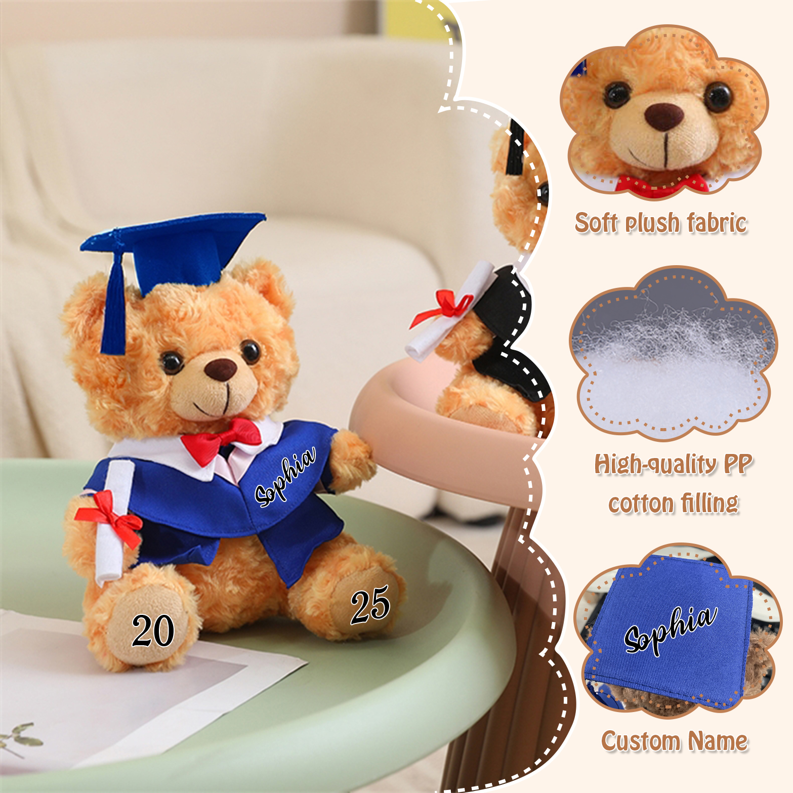 Osito de Peluche Personalizado para Graduación – Recuerdo Significativo y Tierno con Nombre y Año | Jessemade