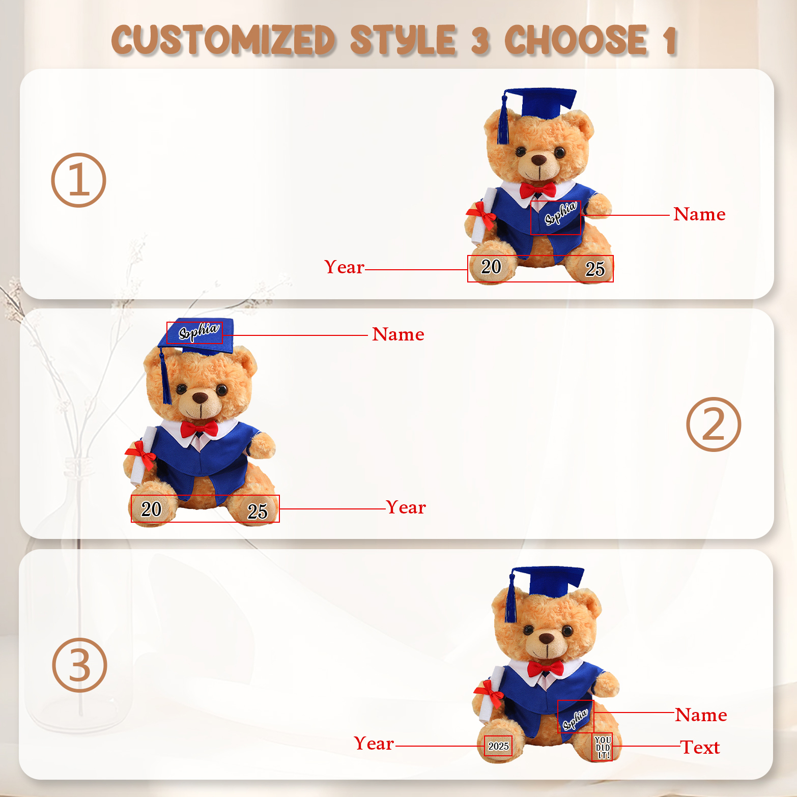 Osito de Peluche Personalizado para Graduación – Recuerdo Significativo y Tierno con Nombre y Año | Jessemade
