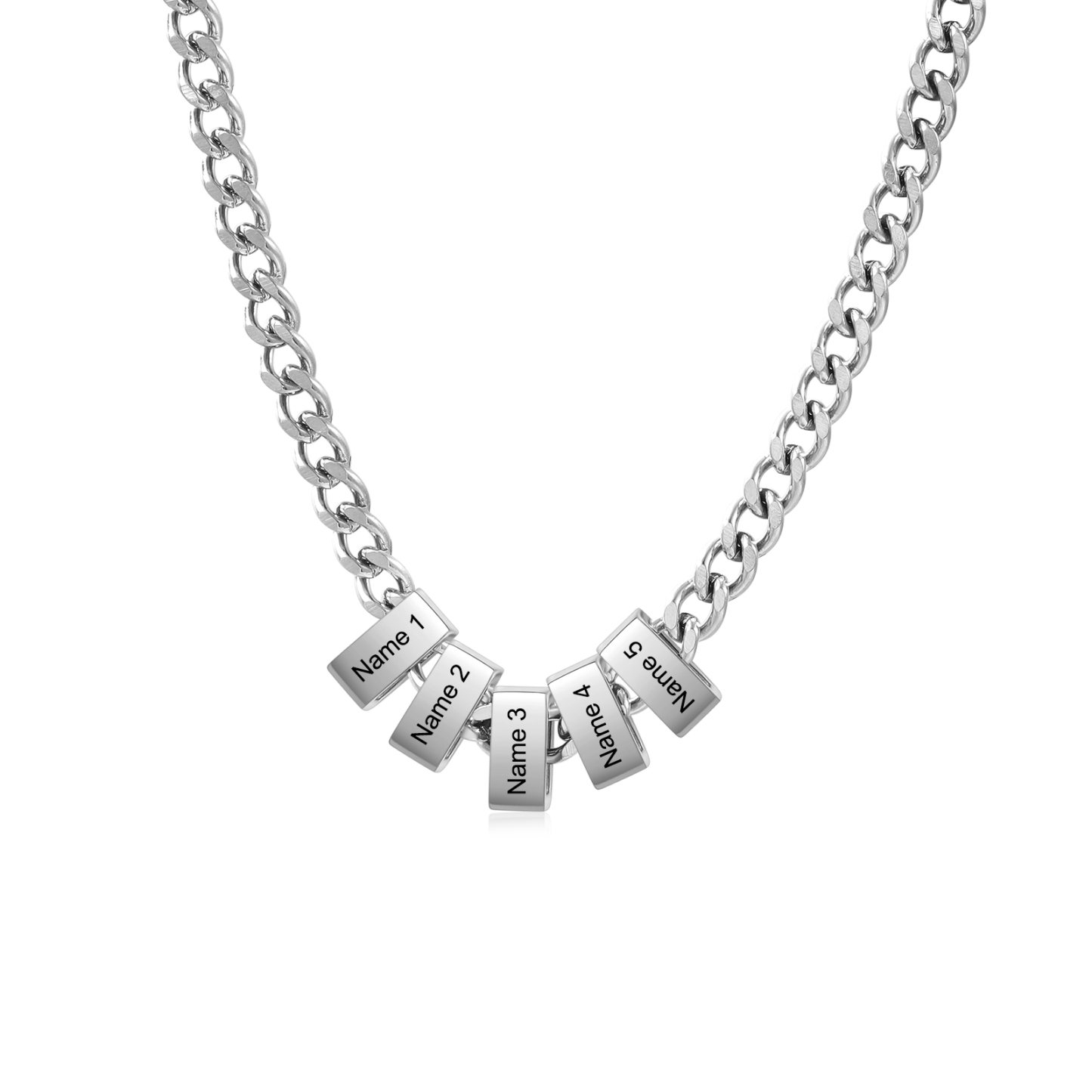 Collar de eslabones cubanos personalizado para hombre con 1 a 6 nombres