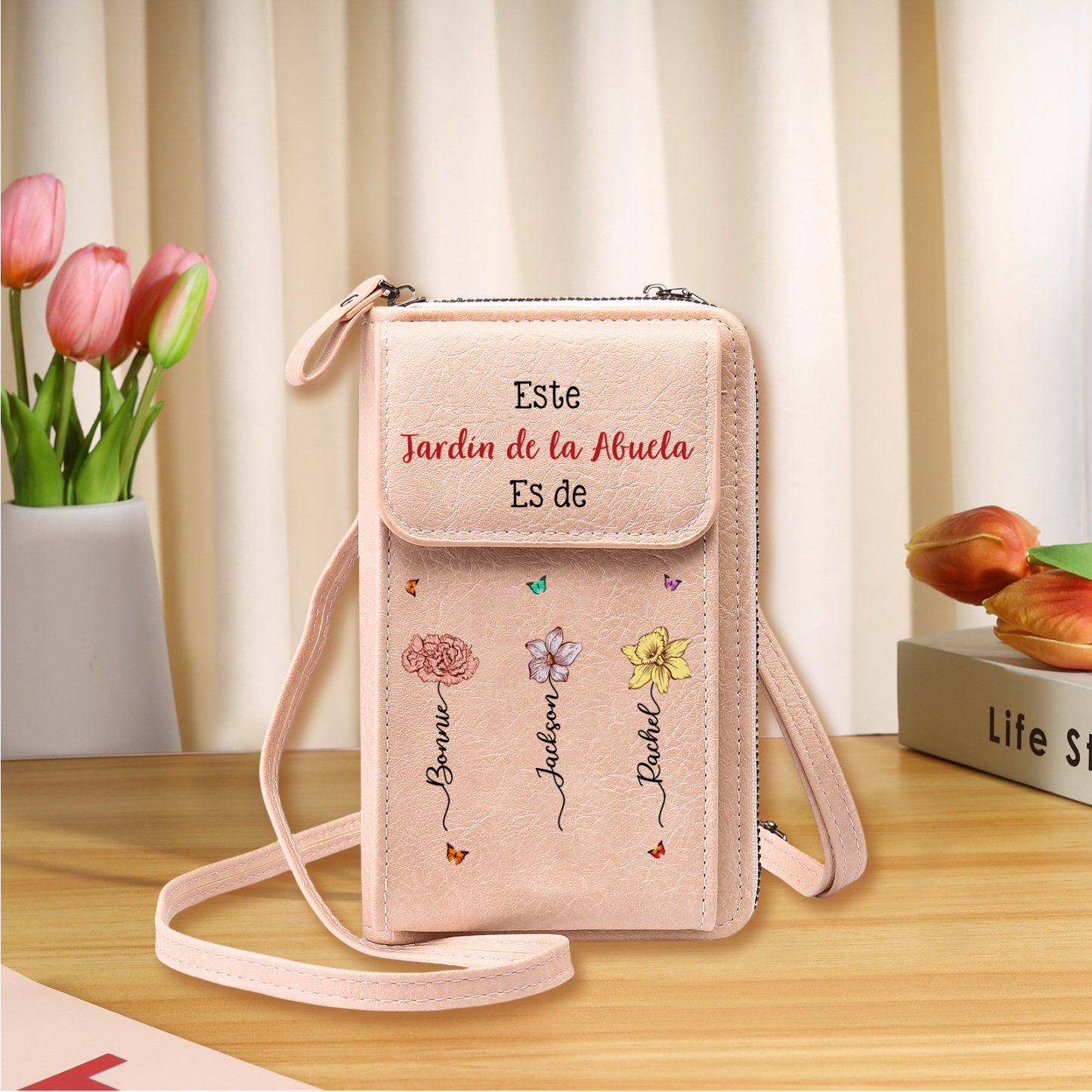 Bolso bandolera personalizado para móvil con nombre, regalo práctico para abuela y mamá | Jessemade