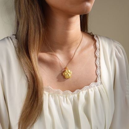 Collar con medallón personalizado con foto de huella - Regalo personalizado para amantes de las mascotas, para mamá, papá o amigo | Jessemade