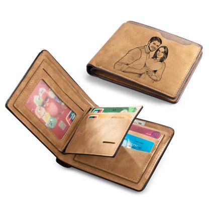 Cartera, billetera personalizada para hombre con 1 foto y 3 textos, monedero clásico | Jessemade