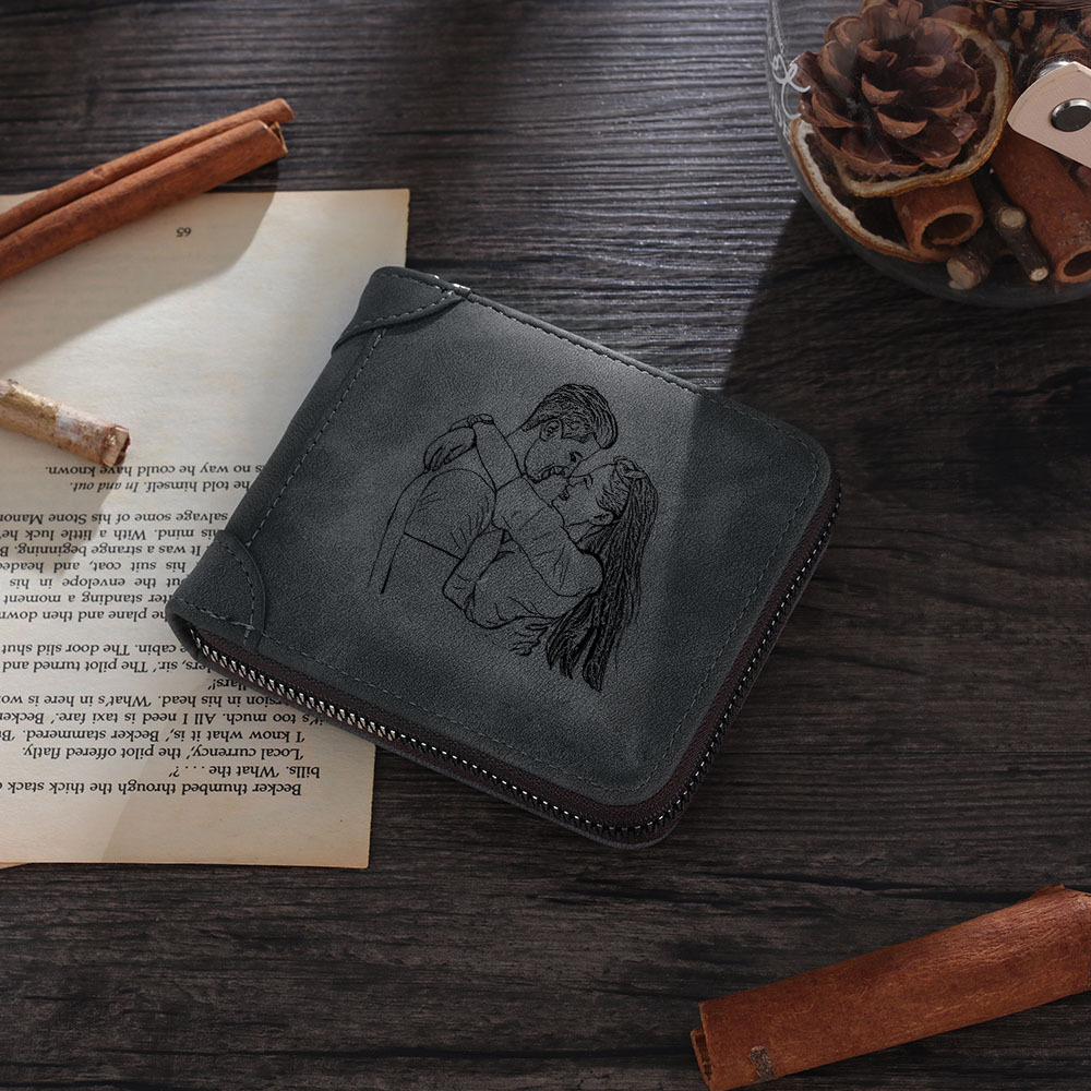 Kit de regalo-Llavero, cartera y bolígrafo con foto y textos personalizados para hombre | Jessemade