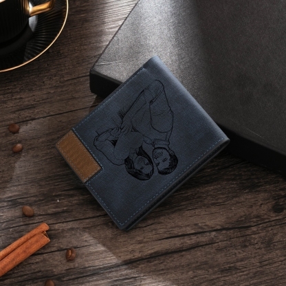 Cartera, billetera personalizada para hombre con 1 foto en el frente y 3 textos en el reverso, monedero clásico | Jessemade