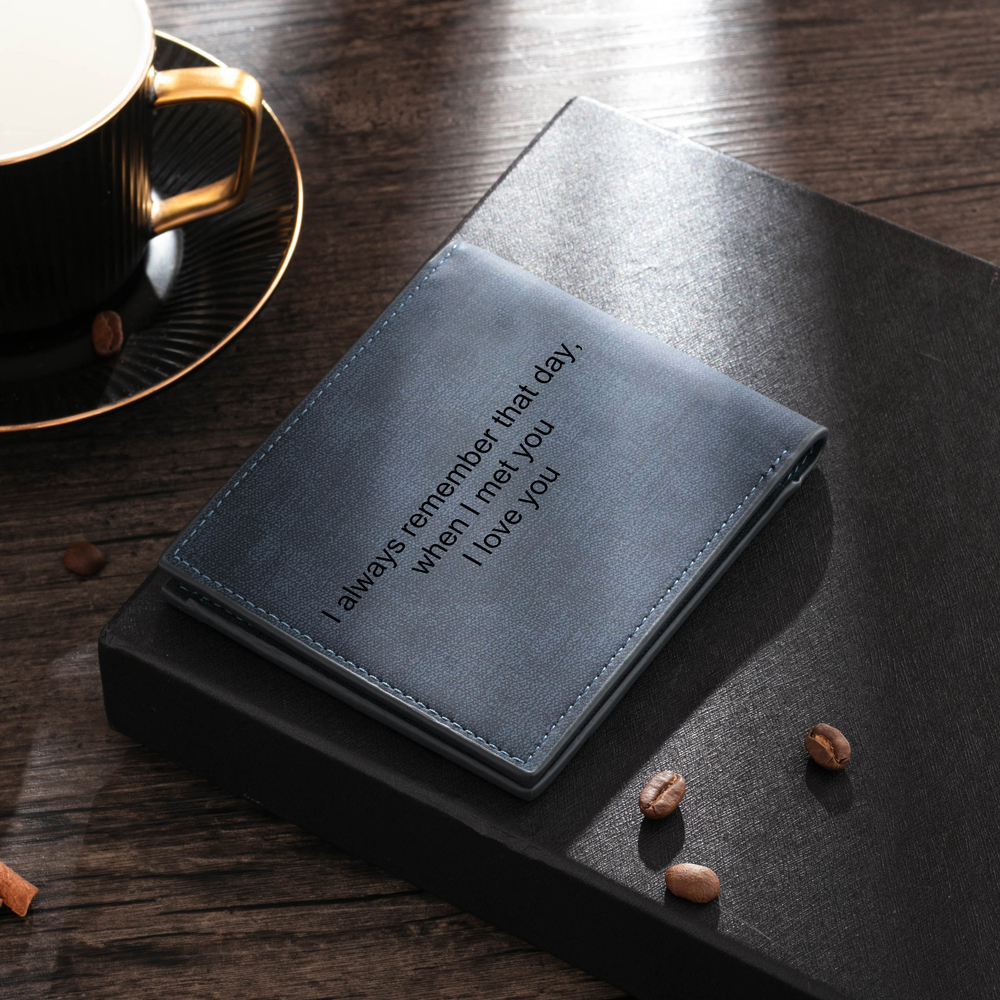 Cartera, billetera personalizada para hombre con 1 foto en el frente y 3 textos en el reverso, monedero clásico | Jessemade