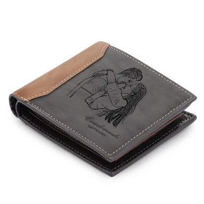Cartera, billetera personalizada para hombre con 1 foto y 3 textos, monedero clásico | Jessemade