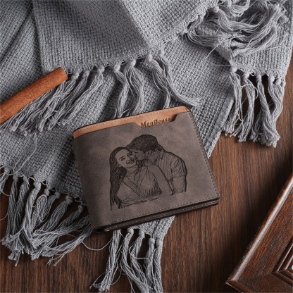 Cartera, billetera personalizada para hombre con 1 foto y 3 textos en el reverso, monedero clásico | Jessemade