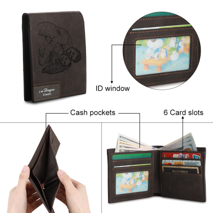 Cartera, billetera multifuncional personalizada con 1 foto en la frontal monedero para hombre | Jessemade