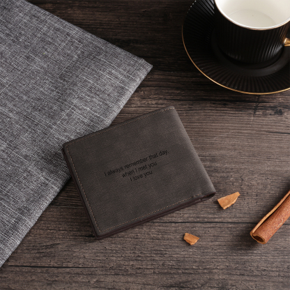 Cartera, billetera de PU cuero personalizada con 1 foto y 3 textos monedero para hombre | Jessemade