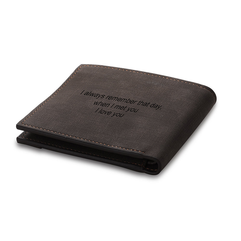 Cartera, billetera de PU cuero personalizada con 1 foto y 3 textos monedero para hombre | Jessemade