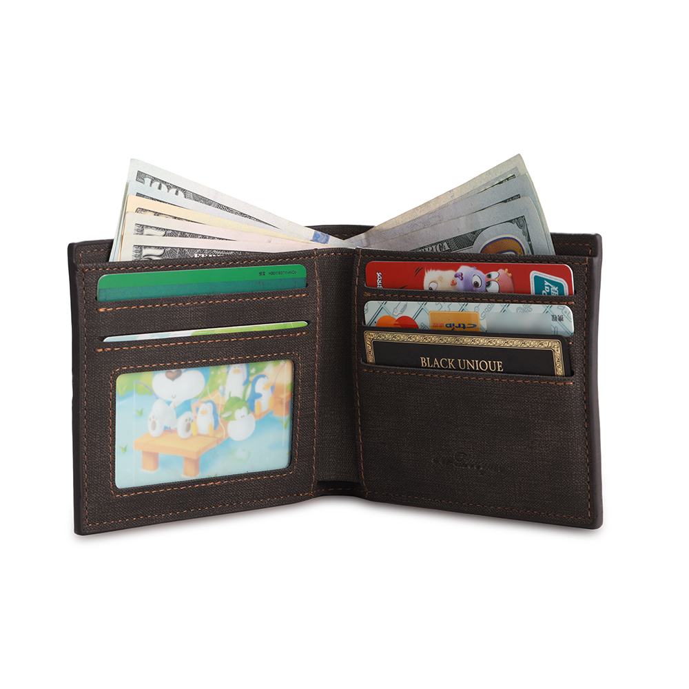 Cartera, billetera de PU cuero personalizada con 1 foto y 3 textos monedero para hombre | Jessemade