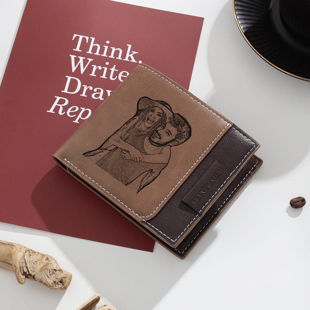 Cartera, billetera multifuncional personalizada con 1 foto y 1 texto monedero para hombre | Jessemade