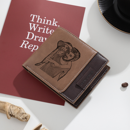 Cartera, billetera multifuncional personalizada con 1 foto y 1 texto monedero para hombre | Jessemade