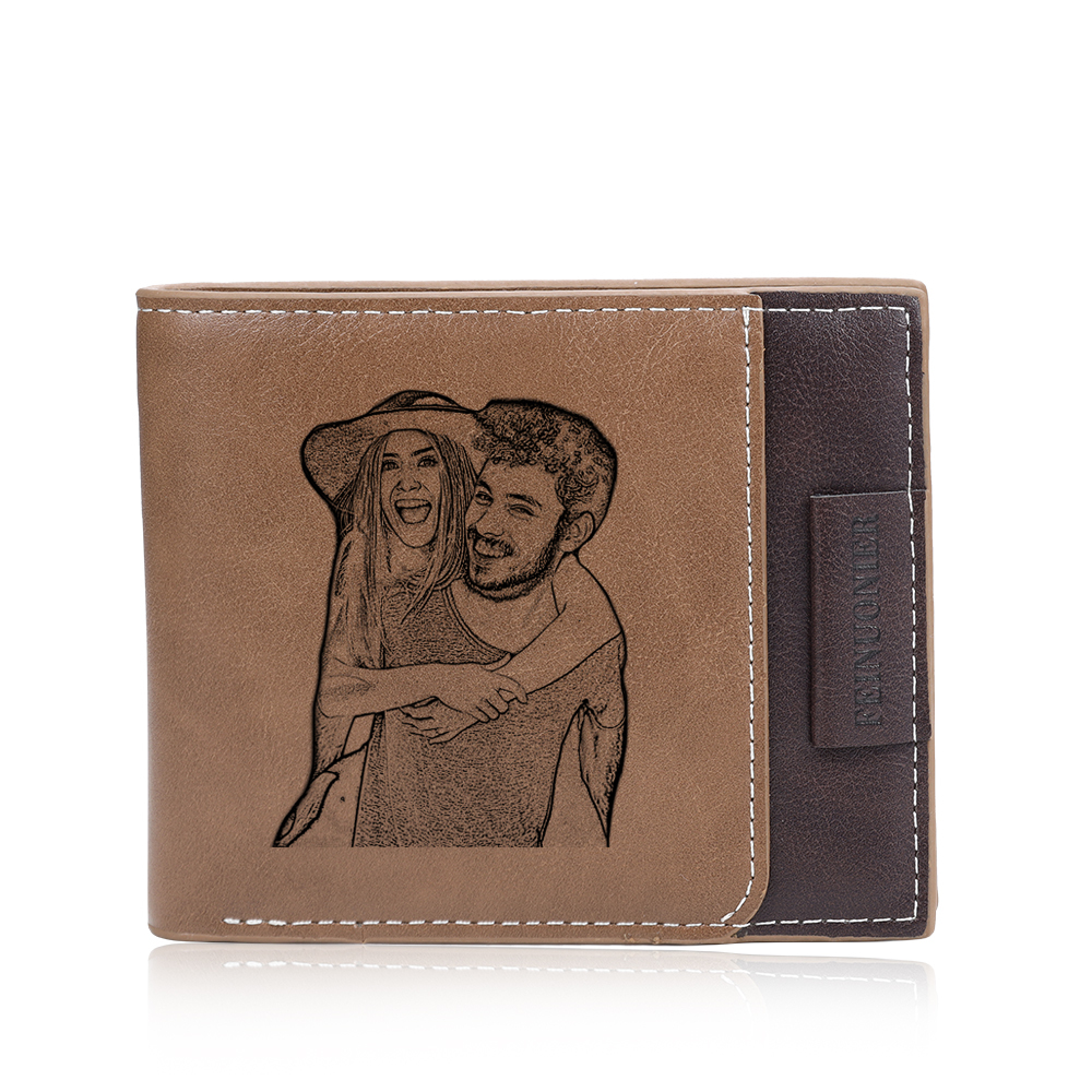 Cartera, billetera multifuncional personalizada con 1 foto y 1 texto monedero para hombre | Jessemade