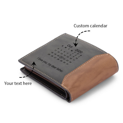 Cartera, billetera personalizada para hombre con foto y texto y calendario en el reverso, monedero clásico | Jessemade