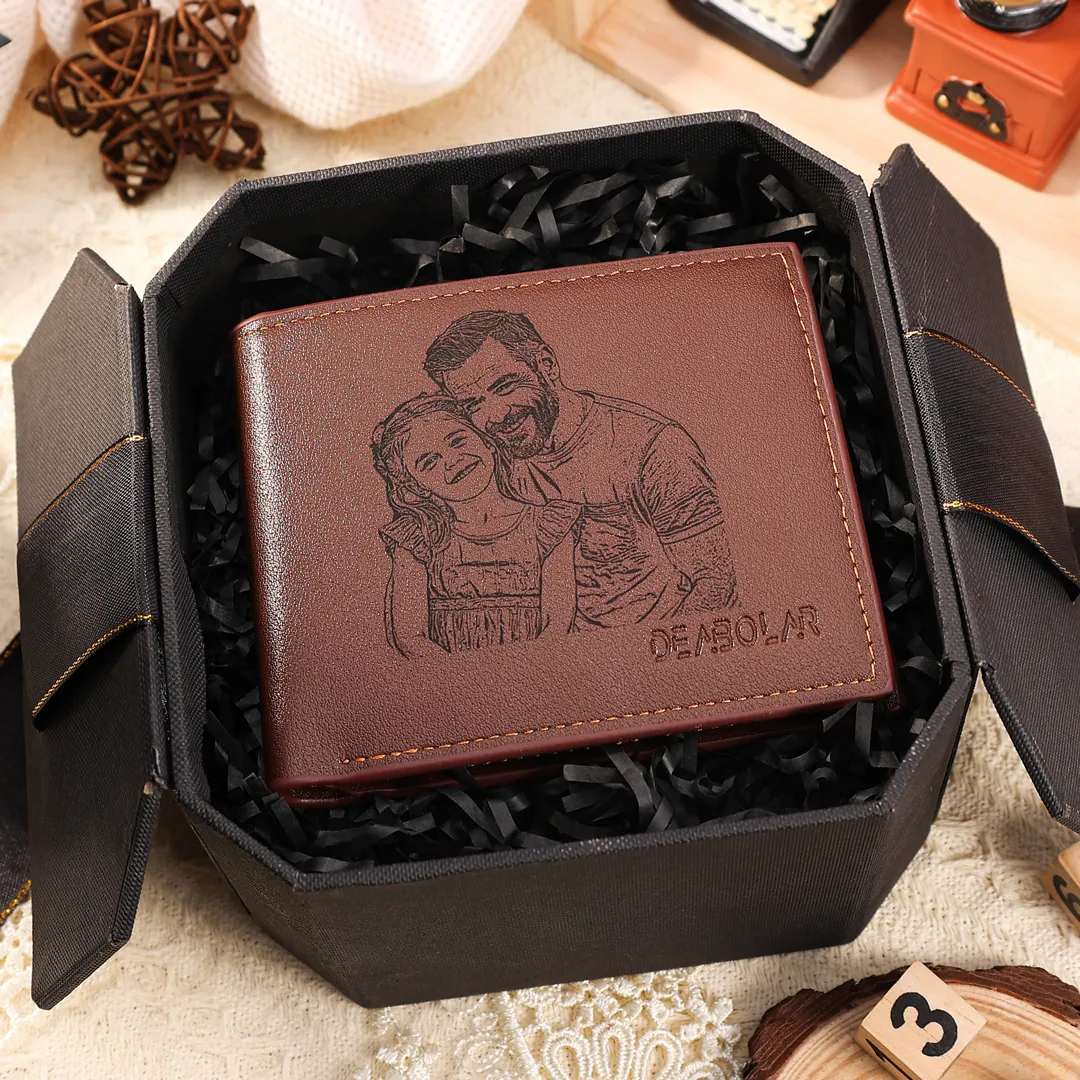 Cartera, billetera multifuncional personalizada con 1 foto, 1 nombre y 1 letra monedero para hombre | Jessemade