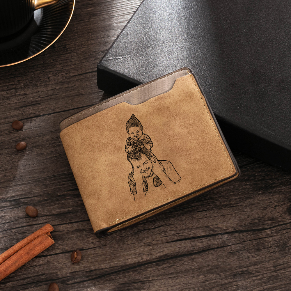Cartera, billetera personalizada para hombre con foto, nombre y letra, monedero clásico | Jessemade