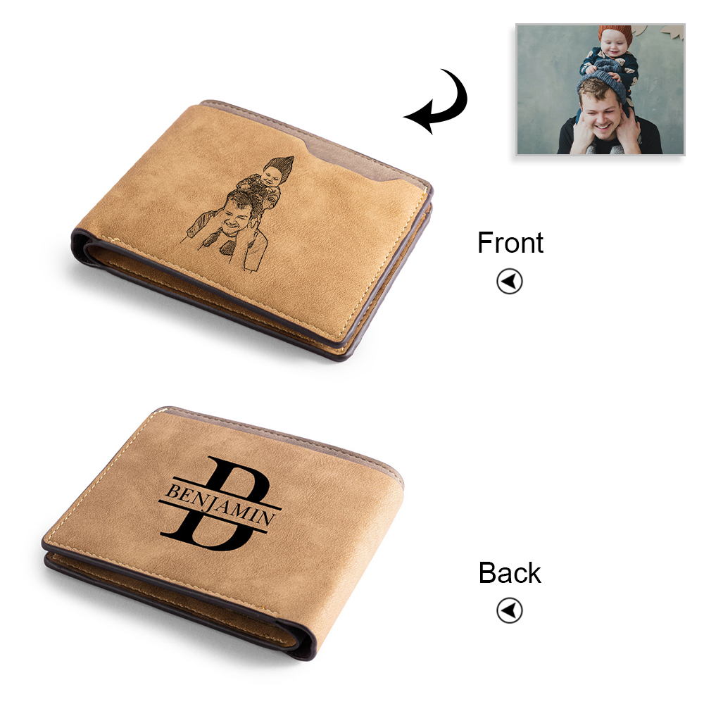 Cartera, billetera personalizada para hombre con foto, nombre y letra, monedero clásico | Jessemade