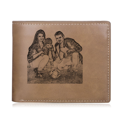Cartera, billetera personalizada para hombre con foto en el frente y nombre y letra en el reverso, monedero clásico | Jessemade