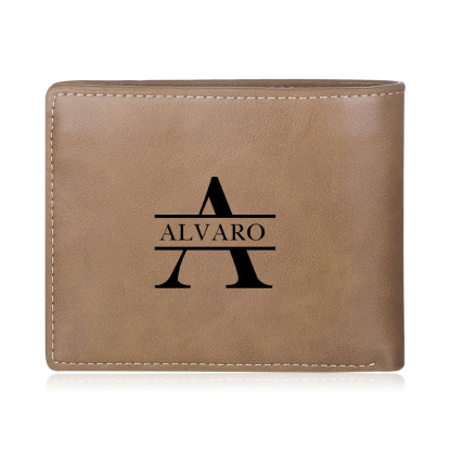 Cartera, billetera personalizada para hombre con foto en el frente y nombre y letra en el reverso, monedero clásico | Jessemade