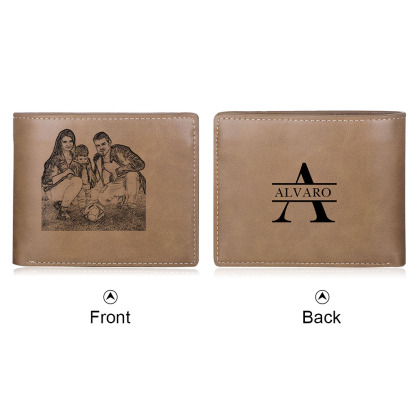 Cartera, billetera personalizada para hombre con foto en el frente y nombre y letra en el reverso, monedero clásico | Jessemade