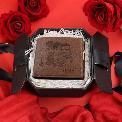 Cartera, billetera multifuncional personalizada con 1 foto, 1 nombre y 1 letra monedero para hombre | Jessemade