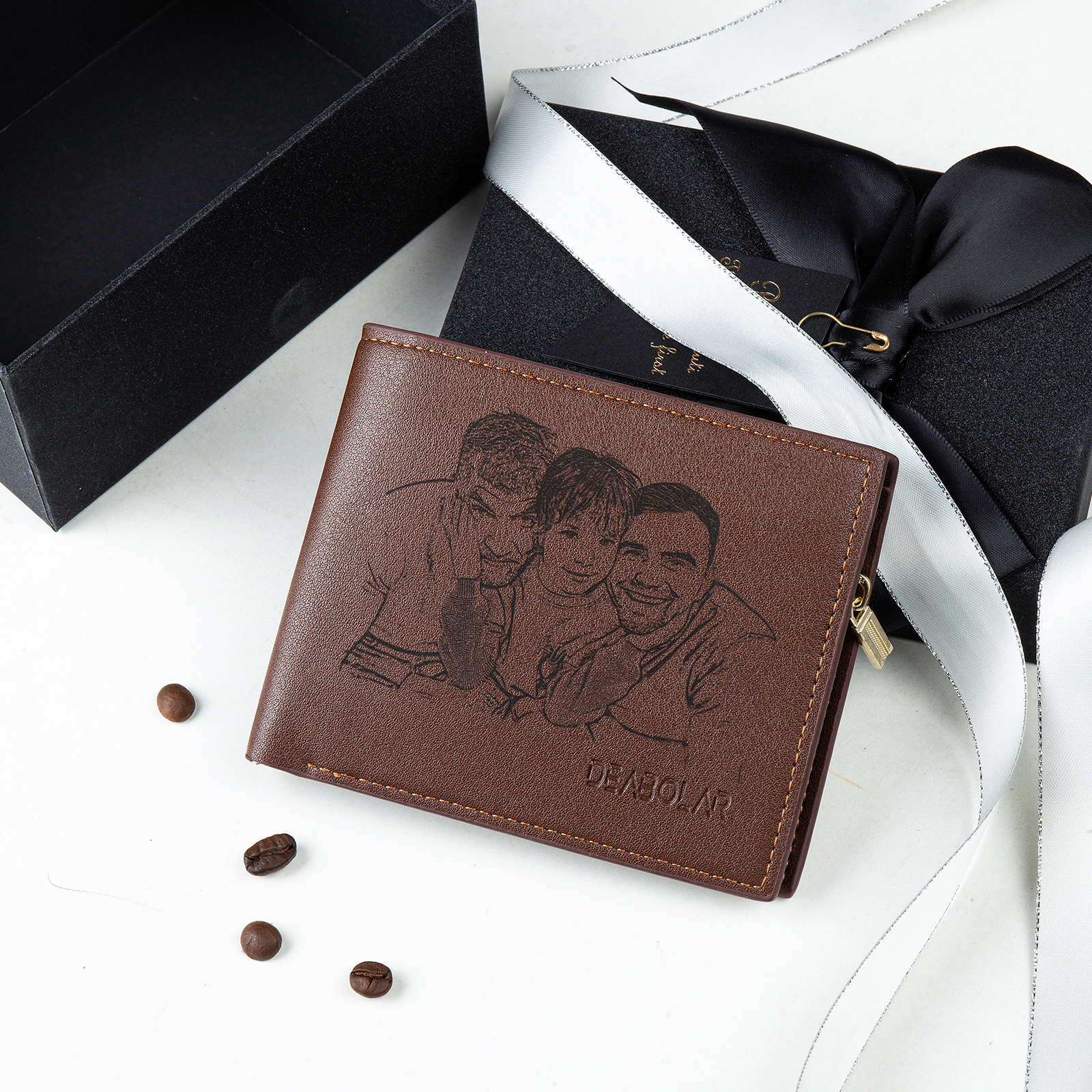 Cartera, billetera multifuncional personalizada con 1 foto, 1 nombre y 1 letra monedero para hombre | Jessemade