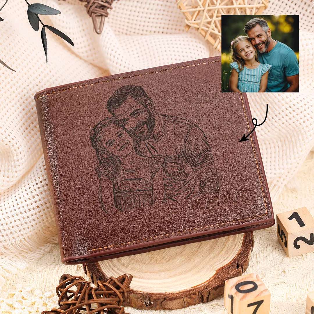 Cartera, billetera multifuncional personalizada con 1 foto, 1 nombre y 1 letra monedero para hombre | Jessemade