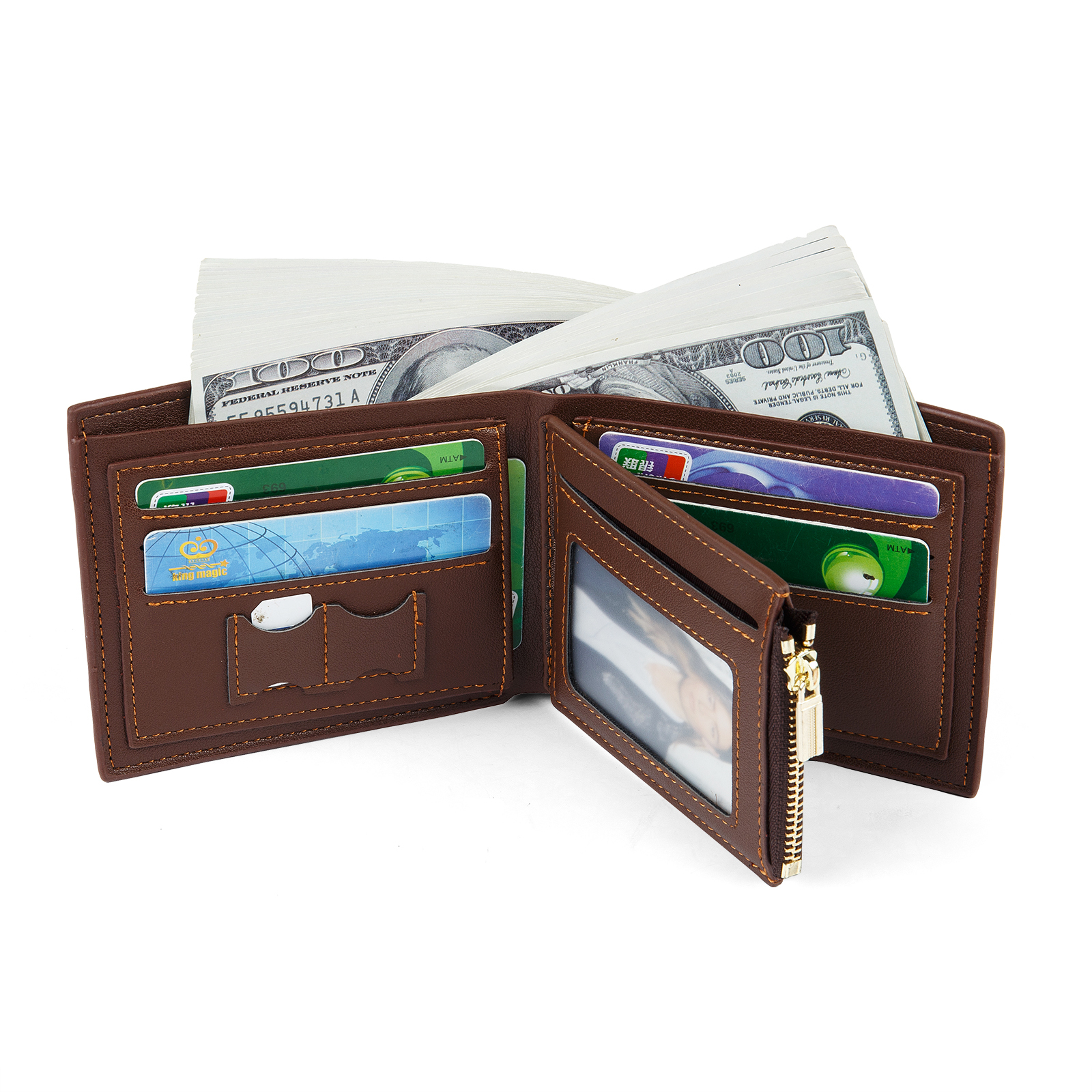 Cartera, billetera multifuncional personalizada con 1 foto, 1 nombre y 1 letra monedero para hombre | Jessemade