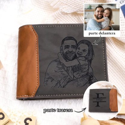 A mi papá-Cartera, billetera personalizada con nombre e inicial y foto grabada para hombre | Jessemade