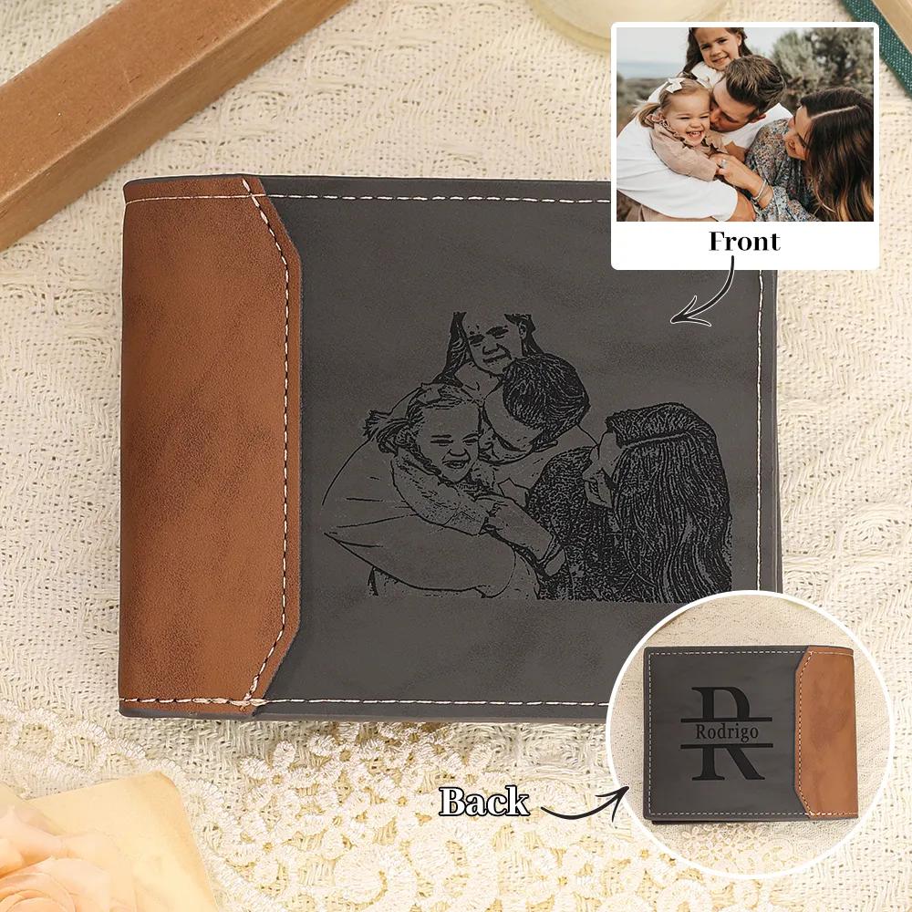 A mi papá-Cartera, billetera personalizada con nombre e inicial y foto grabada para hombre | Jessemade