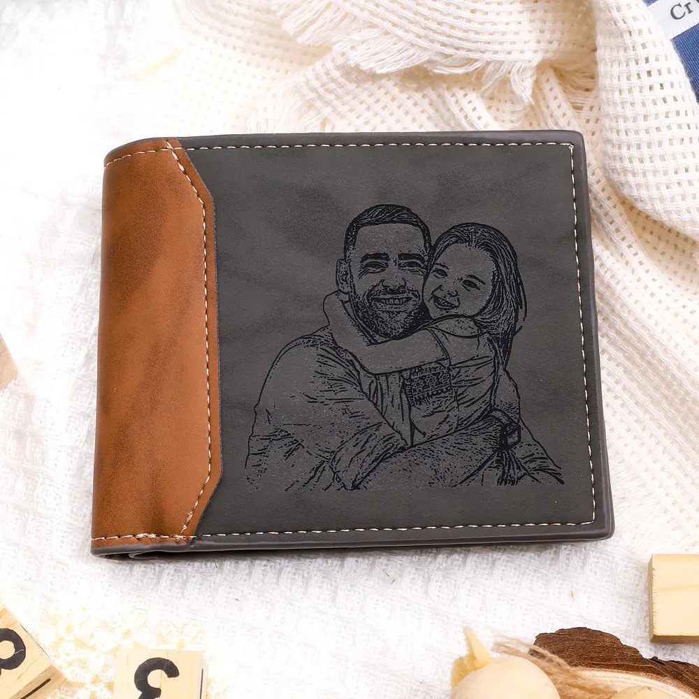 A mi papá-Cartera, billetera personalizada con nombre e inicial y foto grabada para hombre | Jessemade