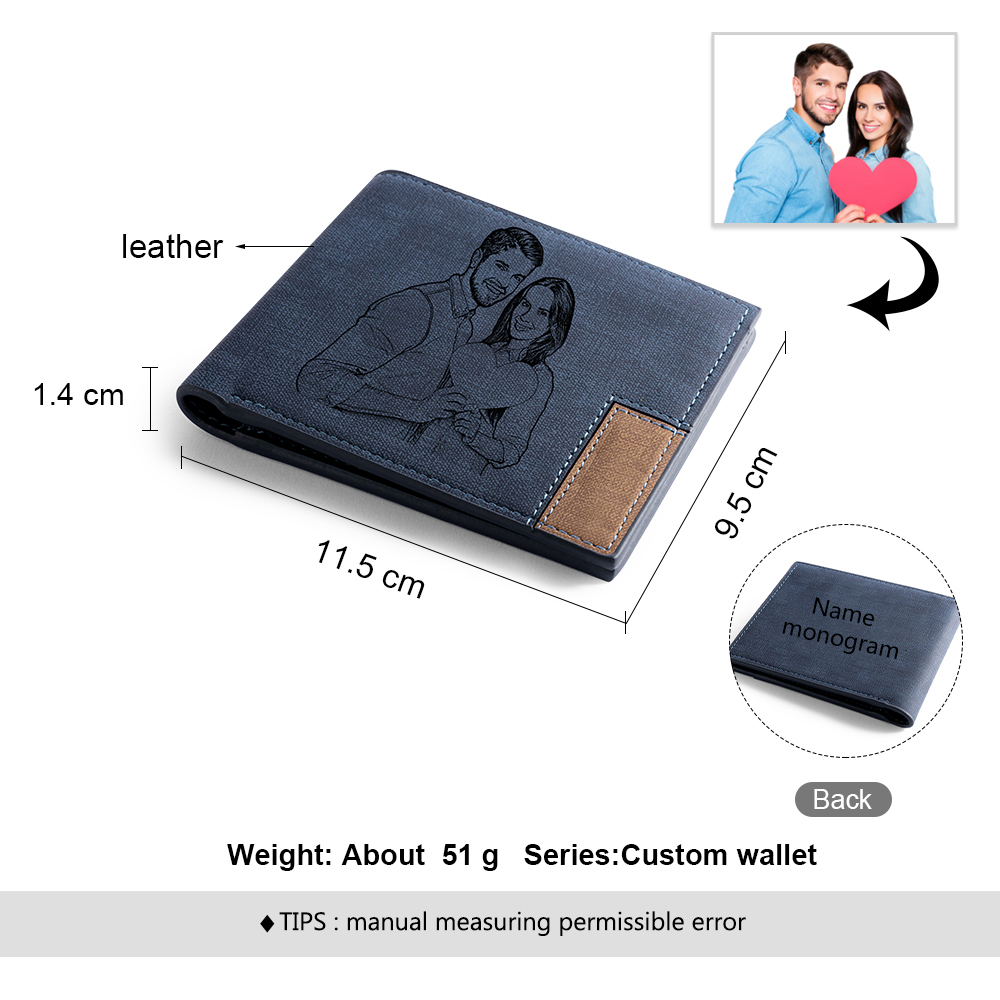 Cartera, billetera personalizada con foto, nombre e inicial, monedero clásico para hombre | Jessemade
