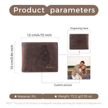 Cartera, billetera multifuncional personalizada con 1 foto y 1 texto en la trasera monedero para hombre | Jessemade