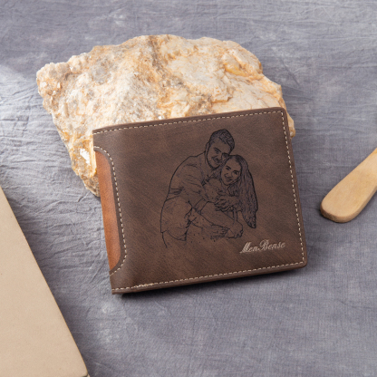 Cartera, billetera multifuncional personalizada con 1 foto y 1 texto en la trasera monedero para hombre | Jessemade
