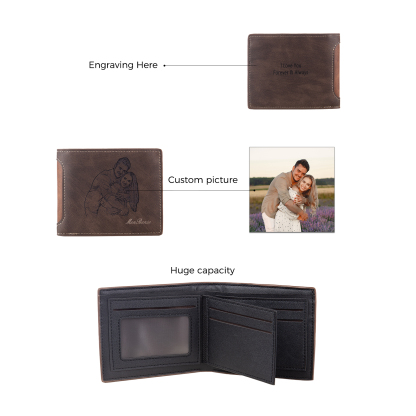 Cartera, billetera multifuncional personalizada con 1 foto y 1 texto en la trasera monedero para hombre | Jessemade