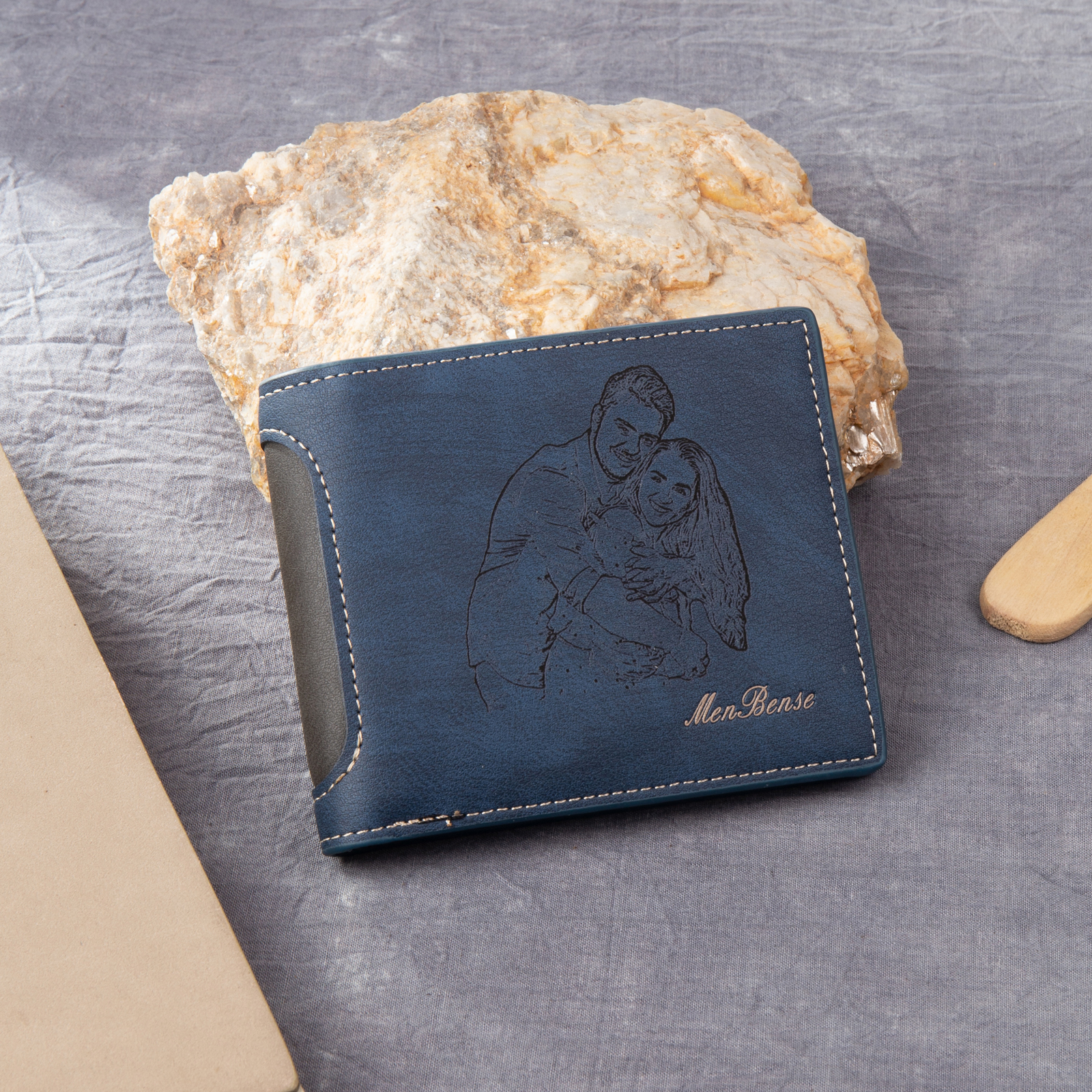 Cartera, billetera multifuncional personalizada con 1 foto y 1 texto en la trasera monedero para hombre | Jessemade